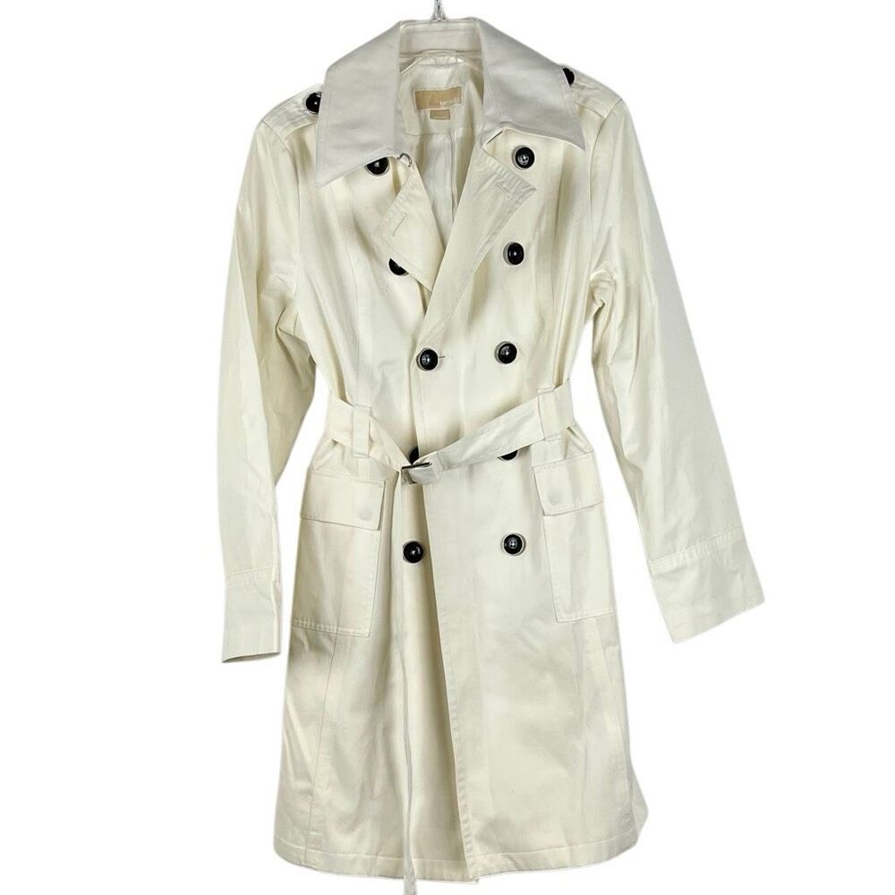 Michael Michael Kors Cream Rain Trench Coat Large